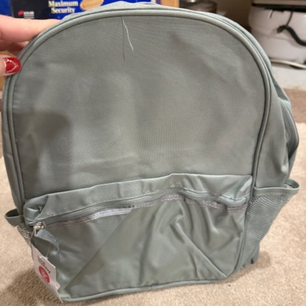 NEW Green Bookbag Backpack with Side Water Pockets